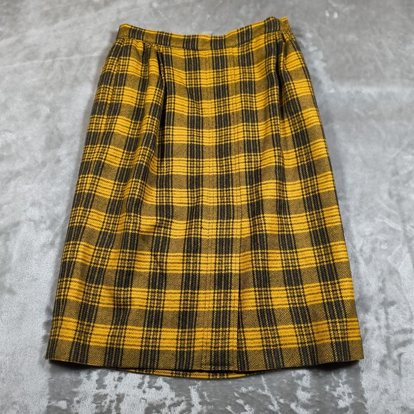 Valentino Dresses & Skirts - Vintage Valentino Boutique Skirt Womens 8 Yellow Plaid Tartan Wool‎ A Line Midi